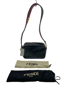 Fendi Cam Camera Shoulder Bag Leather Navy Blue